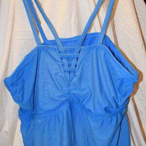 Time & Tru Blue Tankini Top, Size 2X, 20W-22W